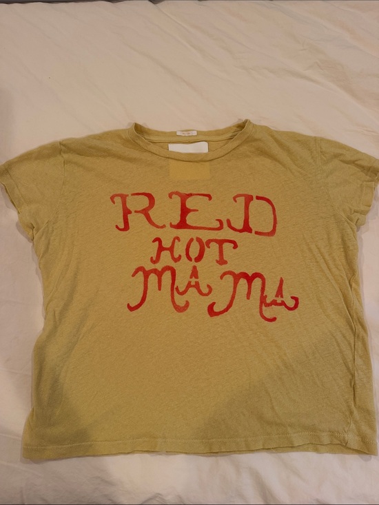MOTHER Tops - Mother Red Hot Mama Graphic Tee - Yellow with Red Print